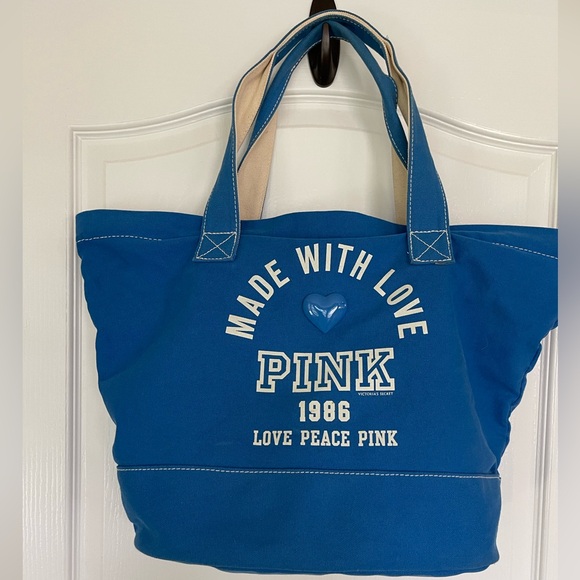 Rare Canvas Victoria Secret Pink 1986 Blue Tote - Picture 9 of 9